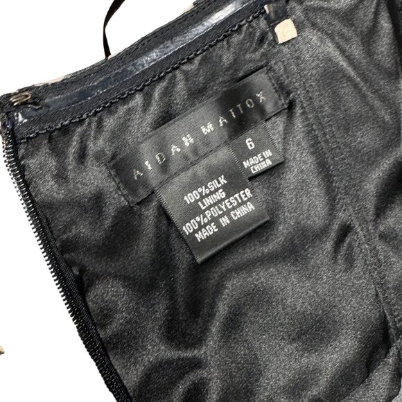 Aidan Mattox Polkadot Cocktail Dress Sz.6 Black Cream Silk Event Coquette - Picture 5 of 13